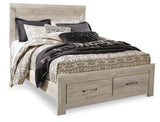 Angled side view showing whitewash finish on Bellaby Queen Platform Bed