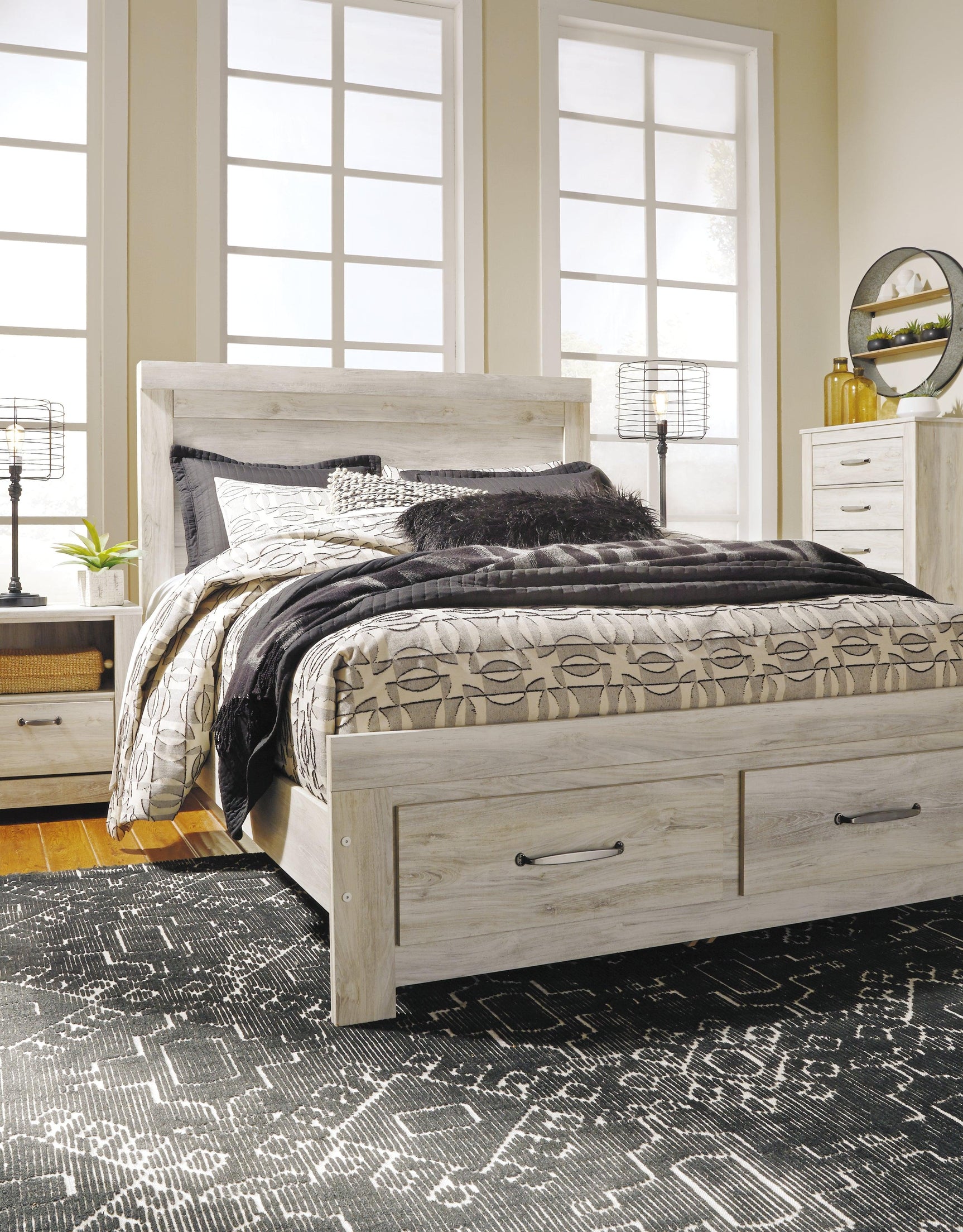 Bellaby bed displayed with rustic bedroom accessories