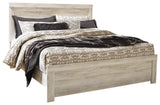Bellaby Whitewash King Panel Bed side view with panel headboard