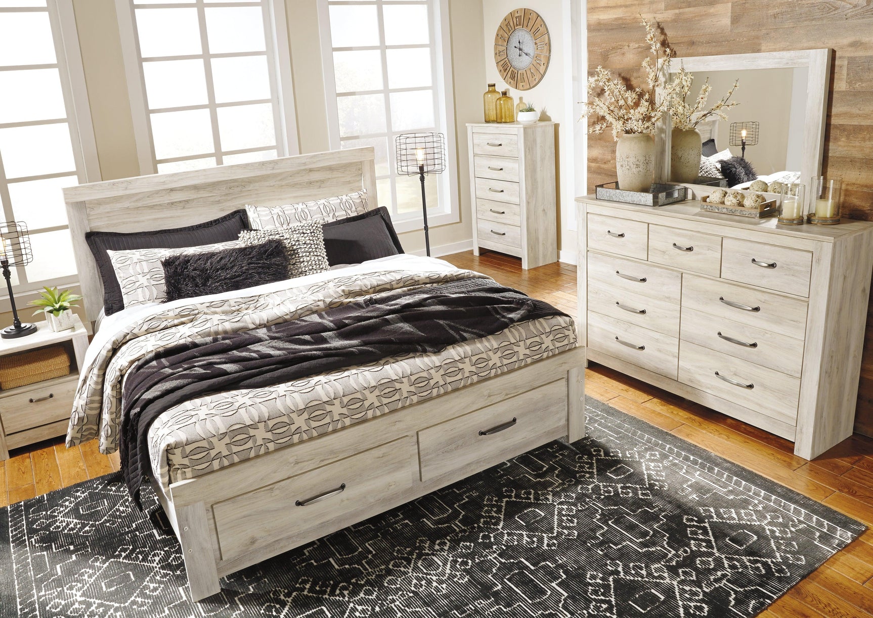 Bellaby Whitewash King Platform Bed Drawer Detail