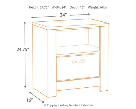 Bellaby Nightstand USB charging port side detail