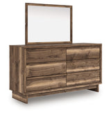 Side angle of Chirason Brown Dresser showing drawer detail