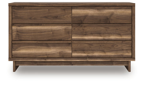 Chirason Brown Dresser with drawers open showing interior