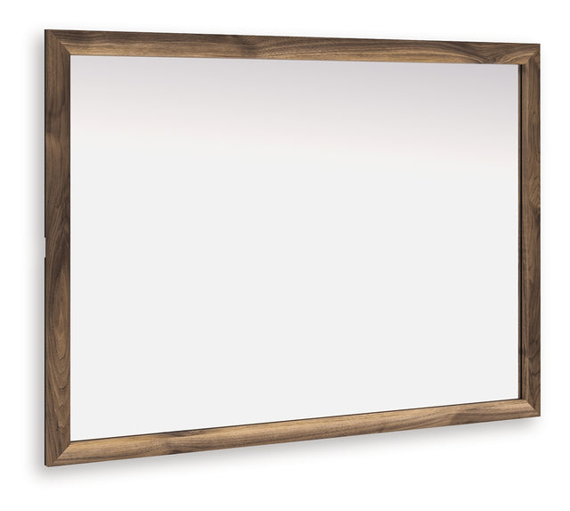 Chirason Brown Bedroom Mirror angled view showing walnut finish