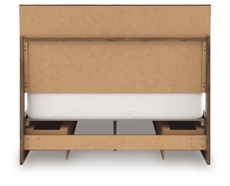Back view of Chirason Brown Queen Panel Bed