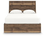 Chirason Brown Queen Panel Bed footboard with open storage drawer