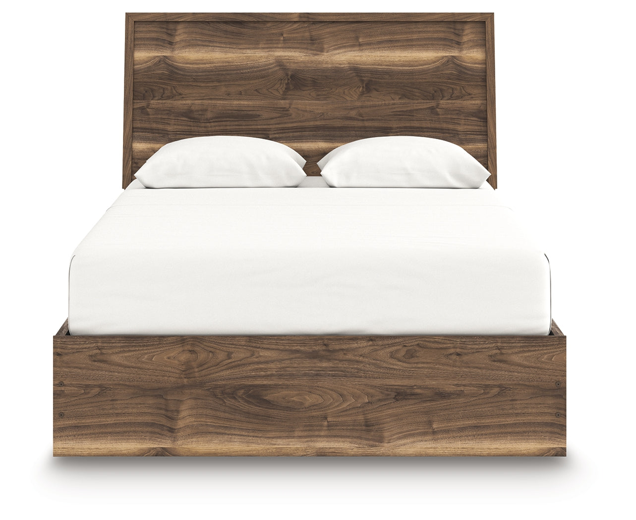 Chirason Brown Queen Panel Bed footboard with open storage drawer
