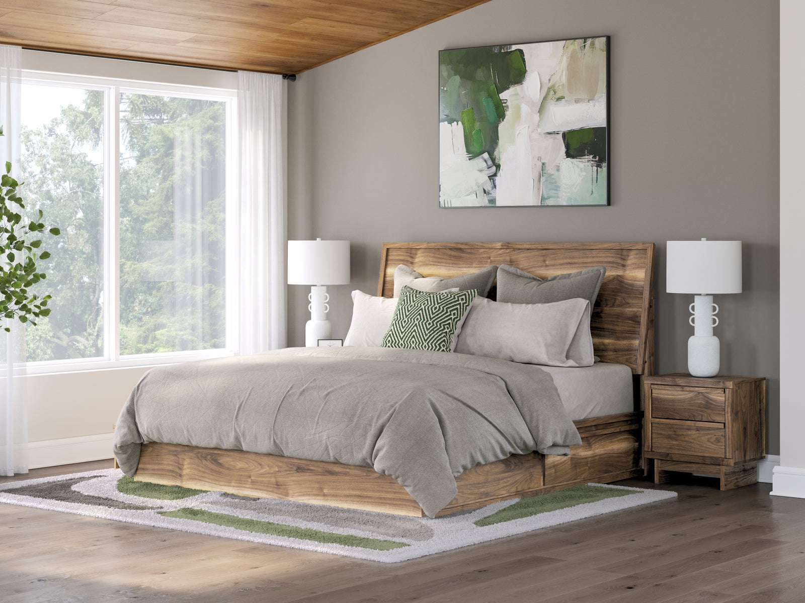 Chirason Brown King Panel Bed with Storage