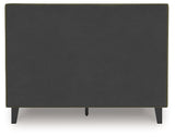 Chirason queen upholstered panel bed in sage green, rear view