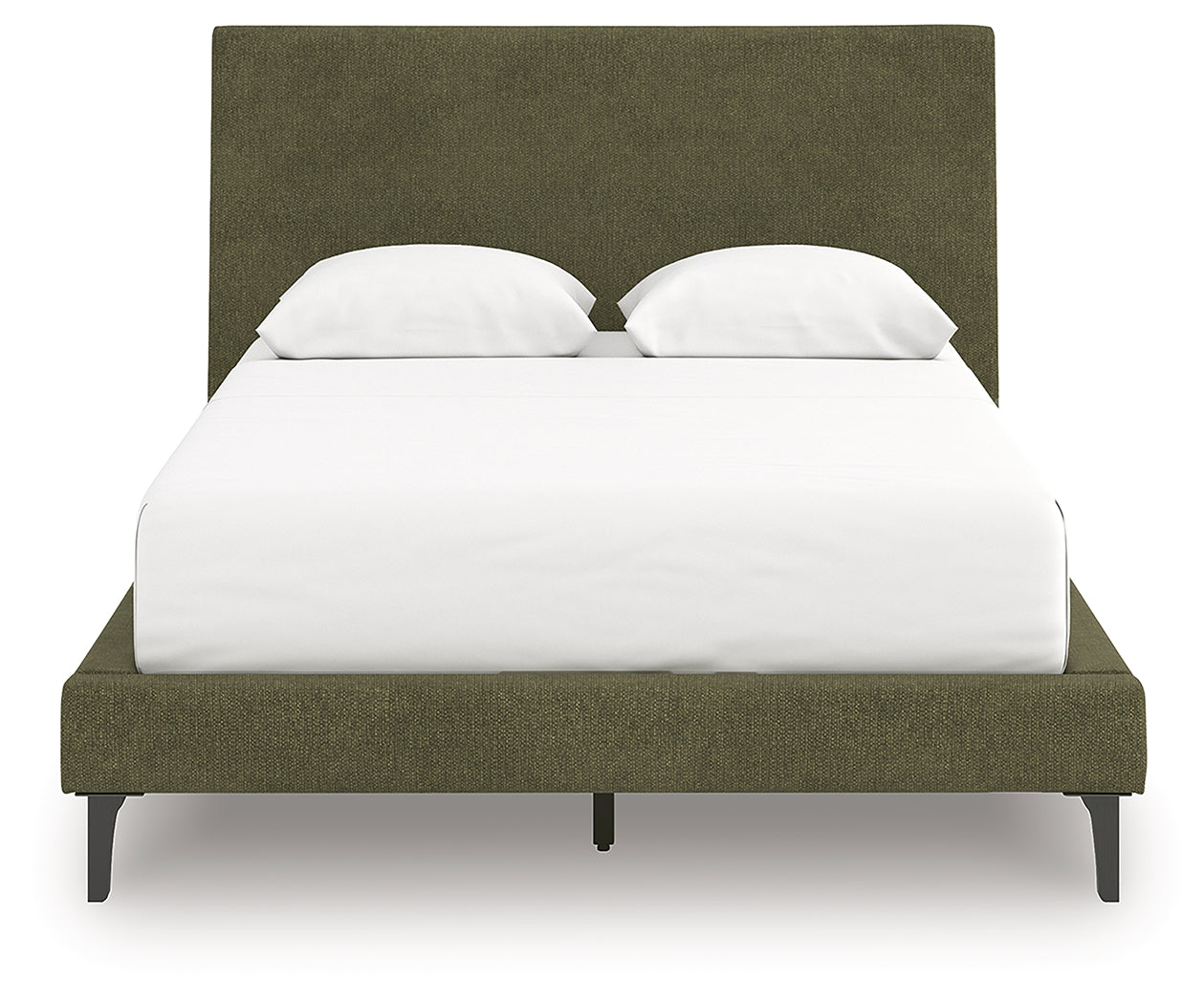 Chirason Sage Green Queen Upholstered Bed with Roll Slats