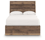 Headboard view of Chirason Full Panel Bed in brown walnut finish