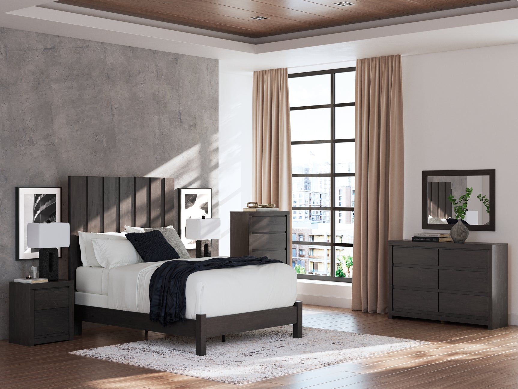 Fraluna Charcoal dresser with dimensions and layout drawing