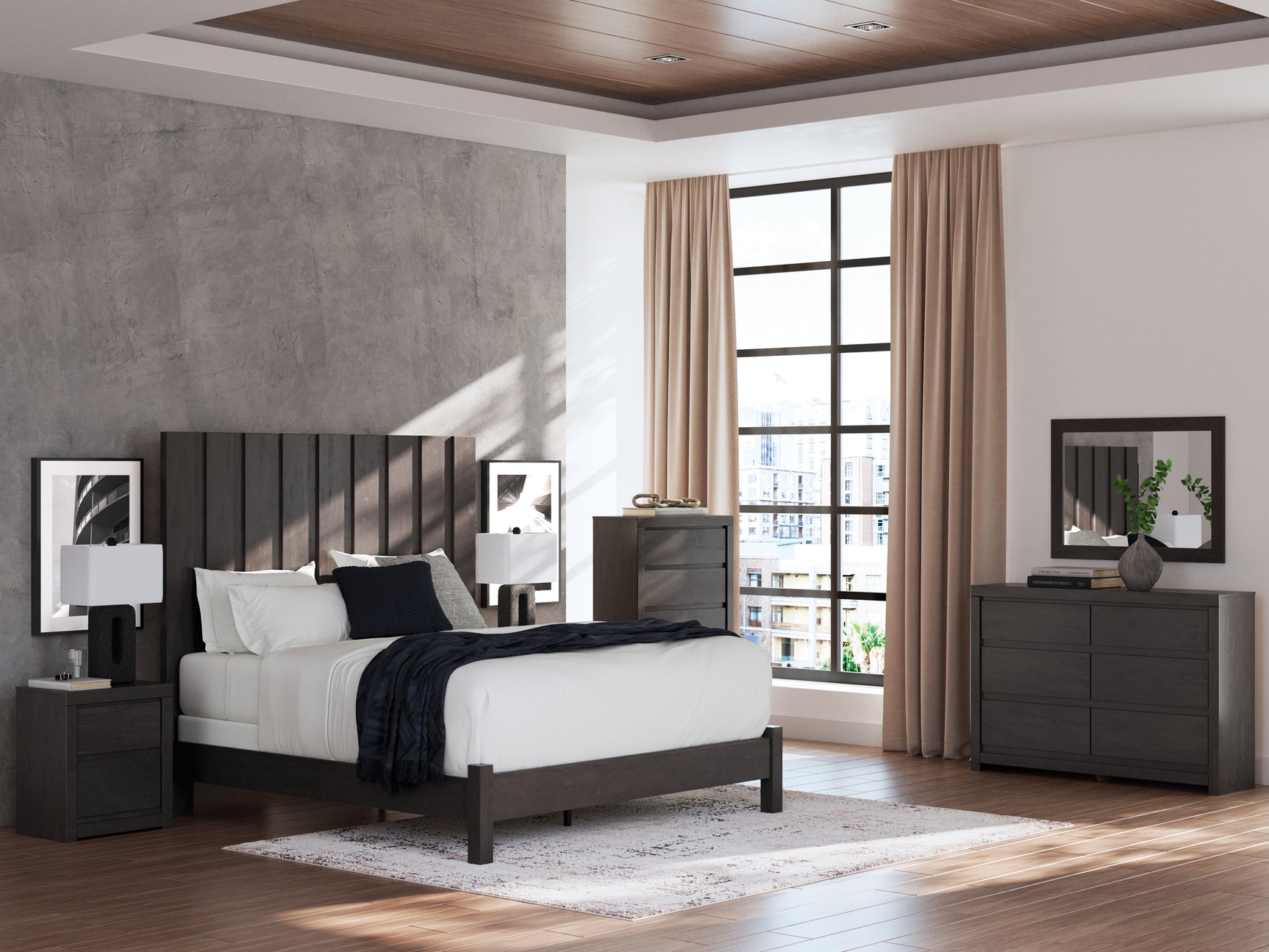 Fraluna Charcoal Chest of Drawers front angle