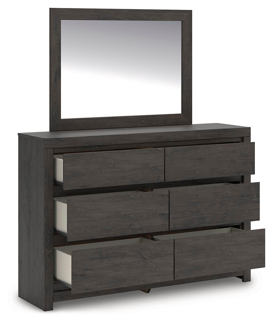 Fraluna Charcoal Panel Storage Bedroom Set angled view