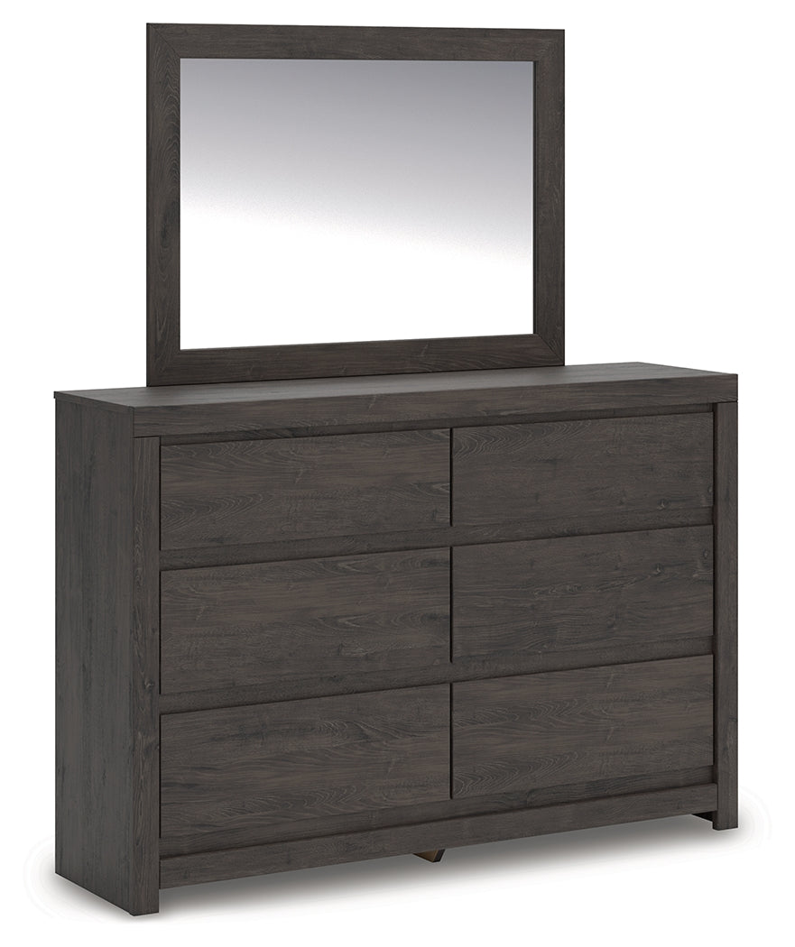 Fraluna Charcoal Dresser and Mirror angled view