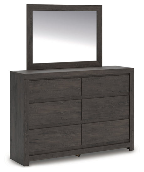 Fraluna Charcoal Dresser and Mirror angled view
