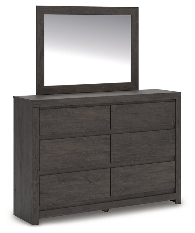 Fraluna Charcoal Dresser and Mirror angled view