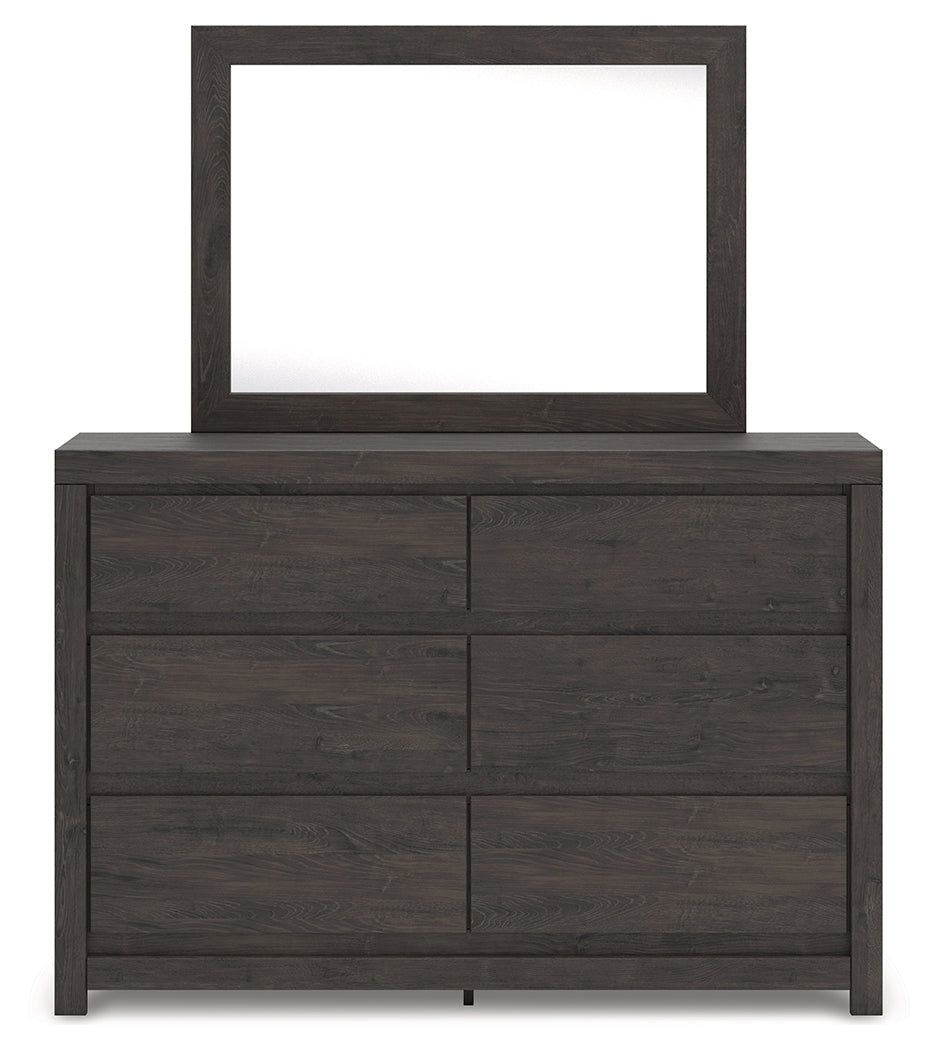 Fraluna Charcoal Dresser and Mirror head-on view