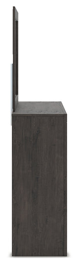 Side view of Fraluna Charcoal Dresser showing finish