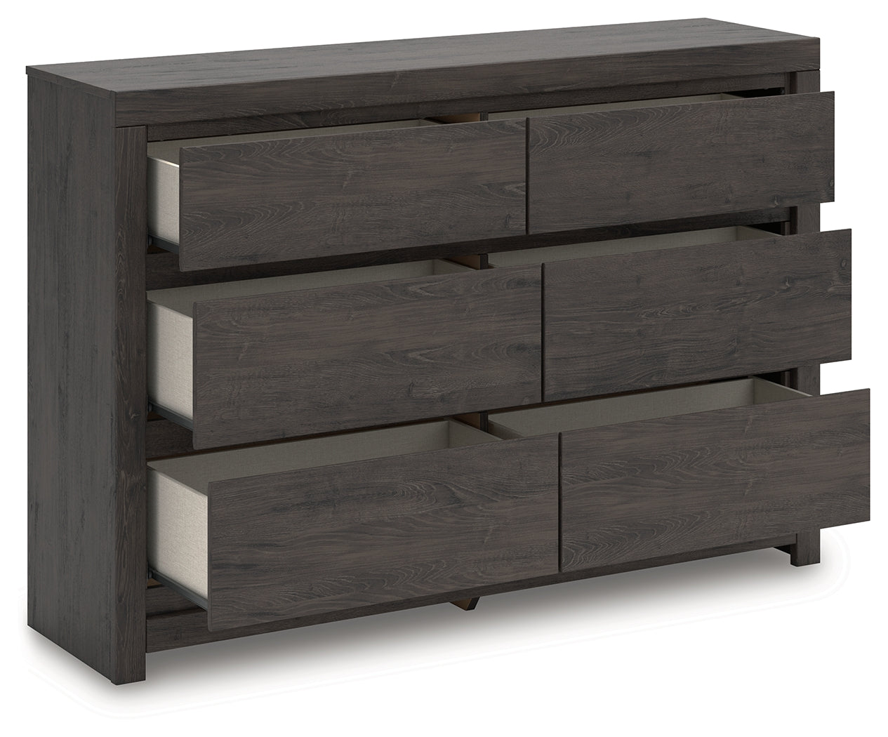 Fraluna Charcoal dresser with drawer open