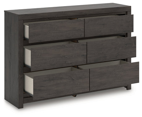Fraluna Charcoal dresser with drawer open