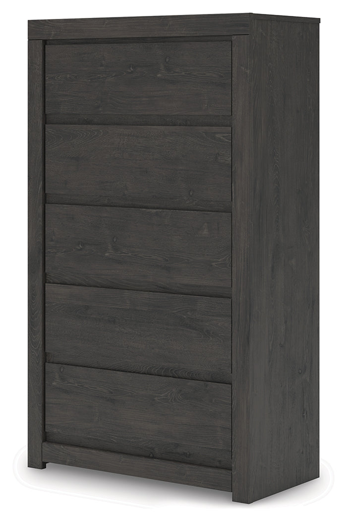 Fraluna Chest of Drawers open drawer showing faux linen interior