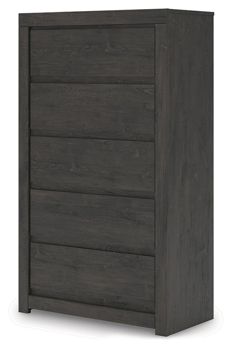Fraluna Chest of Drawers open drawer showing faux linen interior