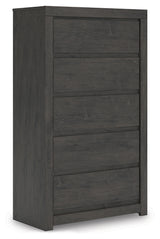 Fraluna Charcoal Chest of Drawers side angle