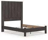 Fraluna Charcoal Queen Panel Bed angled neutral lighting