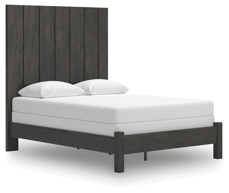 Fraluna Charcoal Queen Panel Bed angled left view