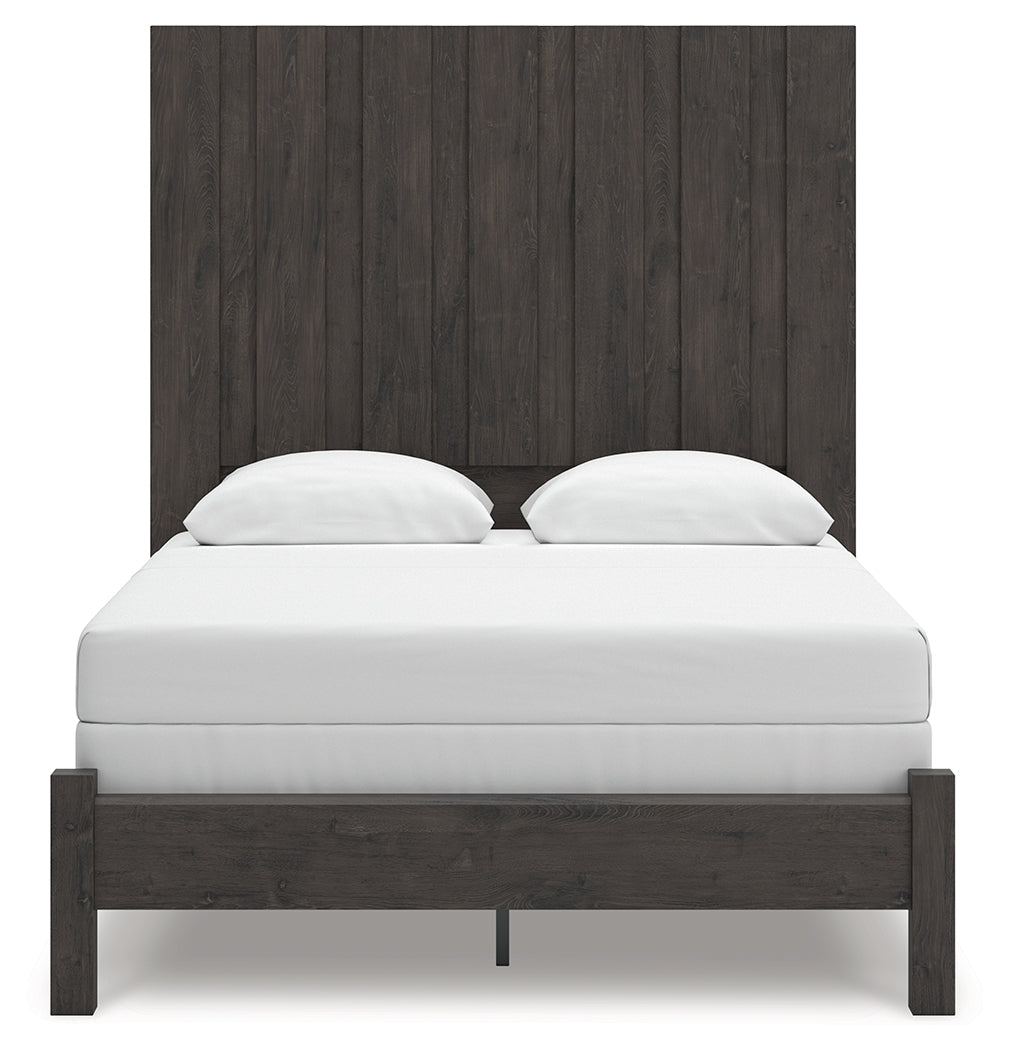 Fraluna Charcoal Queen Panel Bed headboard front view