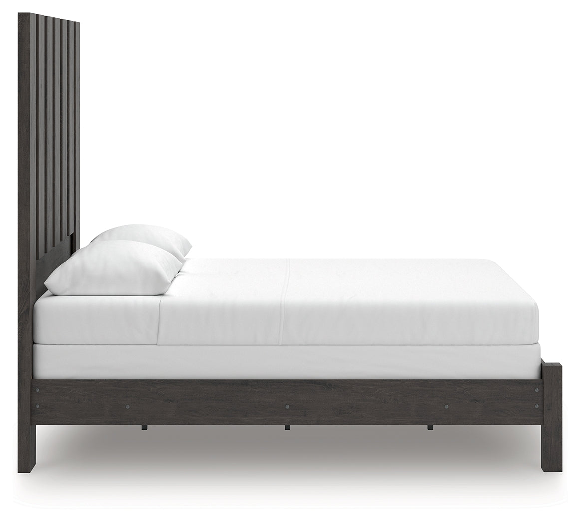 Fraluna Charcoal Queen Panel Bed side view