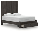 Fraluna Charcoal Queen Panel Storage Bed drawers open