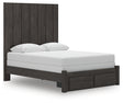 Fraluna Charcoal Queen Panel Storage Bed front angled view