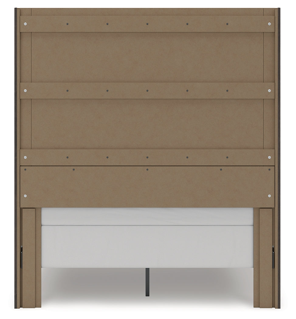 Fraluna Charcoal Queen Panel Storage Bed rear view