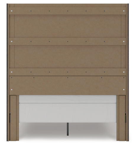 Fraluna Charcoal Queen Panel Storage Bed rear view