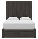 Fraluna Charcoal Queen Panel Storage Bed headboard front