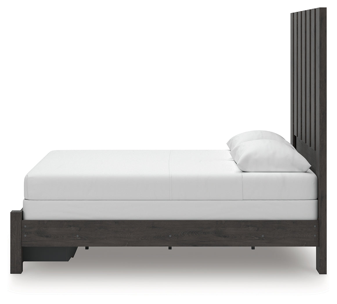 Fraluna Charcoal Queen Panel Storage Bed side alternate