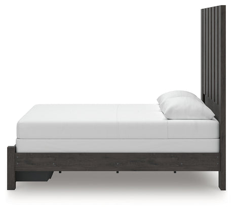 Fraluna Charcoal Queen Panel Storage Bed side alternate