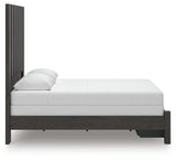 Fraluna Charcoal Queen Panel Storage Bed side view