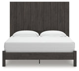 Fraluna Charcoal King Panel Bed head-on view of headboard