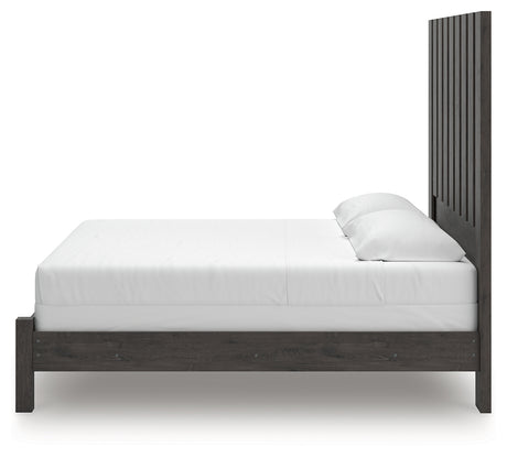 Fraluna Charcoal King Panel Bed side alternate view