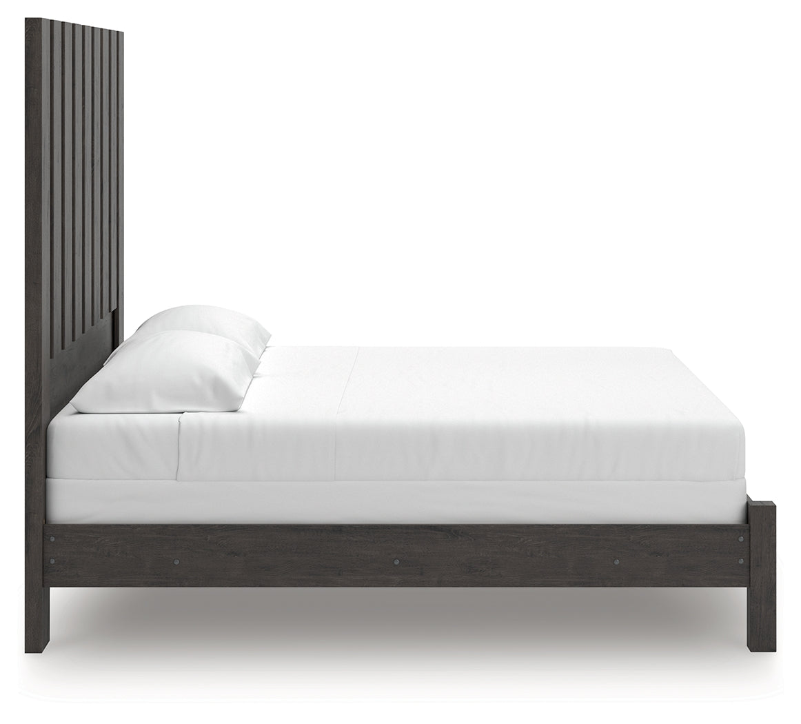 Fraluna Charcoal King Panel Bed side view