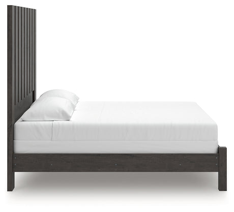 Fraluna Charcoal King Panel Bed side view
