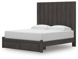 Fraluna Charcoal King Panel Storage Bed alternate angled view