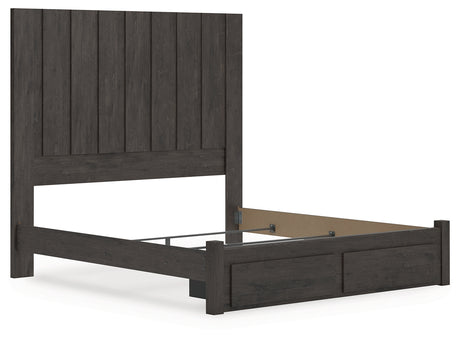 Fraluna Charcoal King Panel Storage Bed close-up of headboard