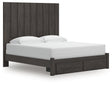 Fraluna Charcoal King Panel Storage Bed angled view