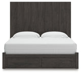 Fraluna Charcoal King Panel Storage Bed head-on view