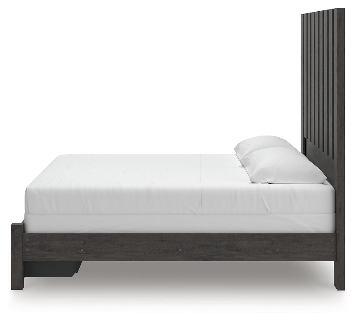 Fraluna Charcoal King Panel Storage Bed side alternate view