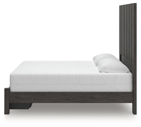 Fraluna Charcoal King Panel Storage Bed side alternate view